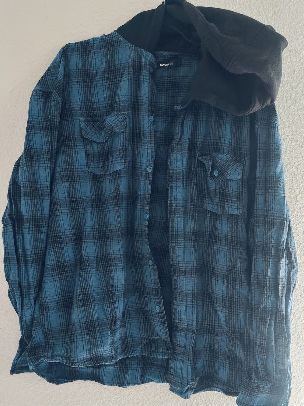 Men's Fashion Nova Blue Plaid Button-Up Shirt